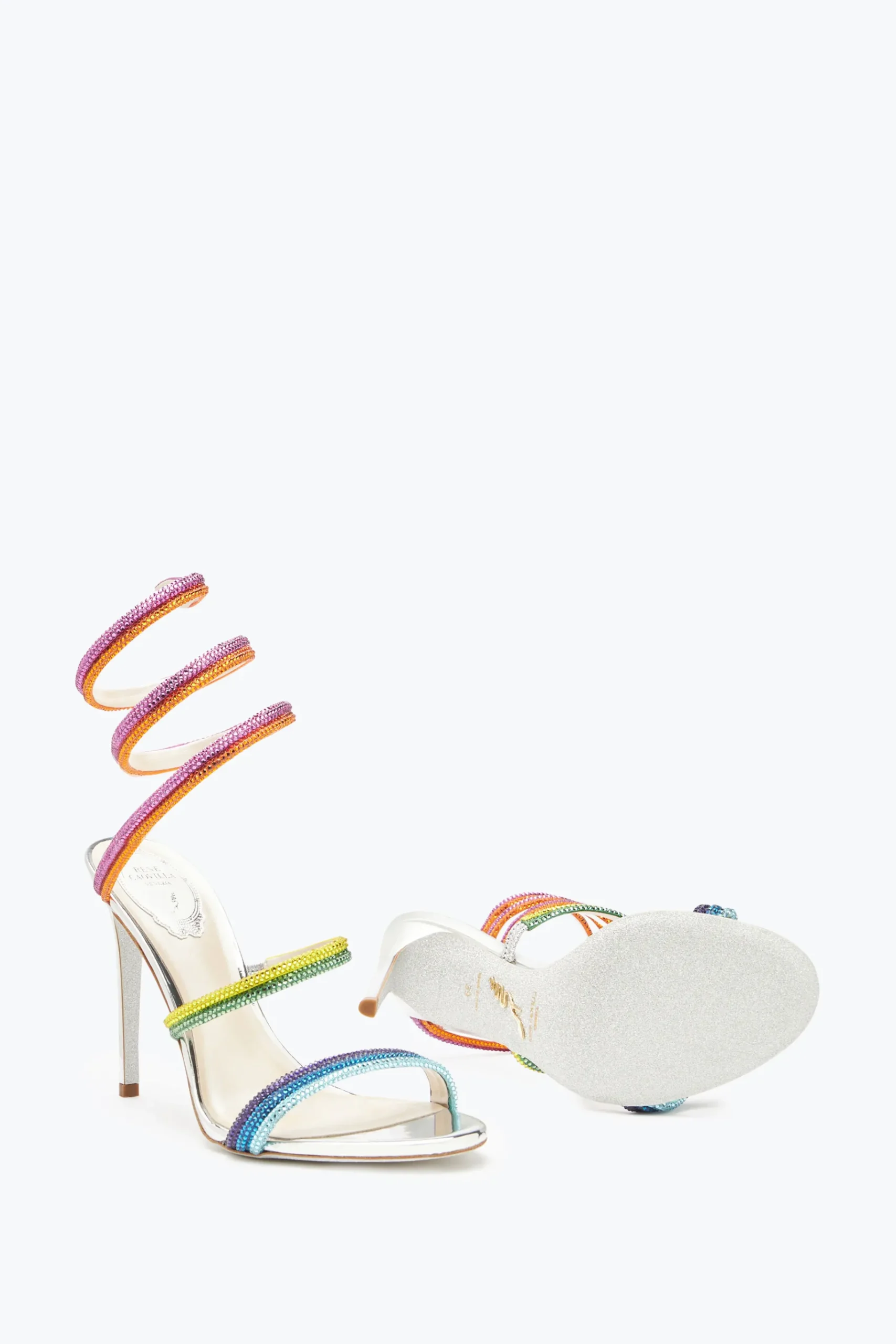 Sandali^Rene Caovilla Sandalo Rainbow Con Cristalli Multicolor 105 Argento