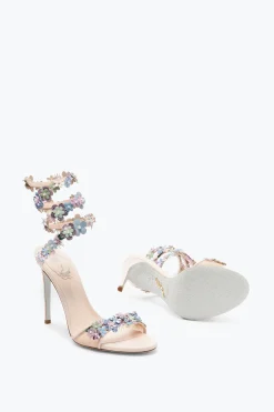 Sandali^Rene Caovilla Sandalo Roxanne Con Fiori Multicolor 105 Nude