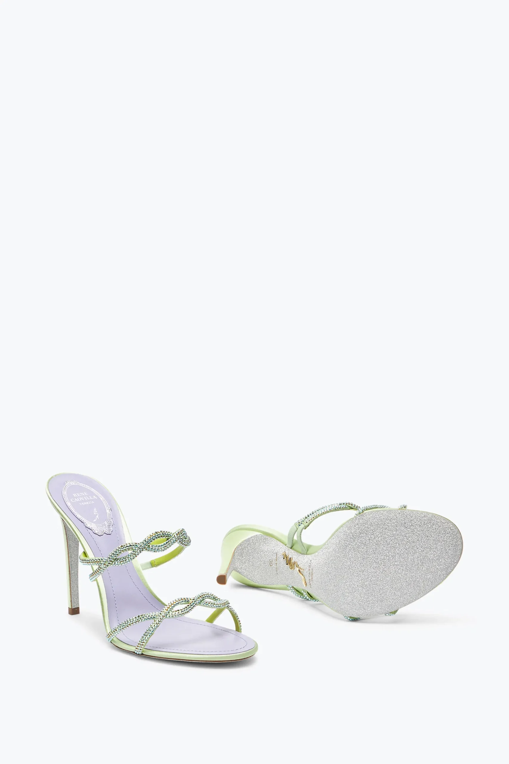 Per Le Invitate|Mule^Rene Caovilla SANDALO SLIDER BRAID LIME 105 Verde