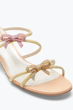 Mule^Rene Caovilla Sandalo Slider Caterina Con Cristalli 40 Rosa Pesca