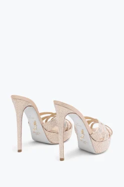 Mule|Platform^Rene Caovilla Sandalo Slider Con Plateau Dania Champagne 130 Oro