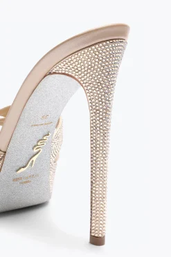 Mule|Platform^Rene Caovilla Sandalo Slider Con Plateau Dania Champagne 130 Oro