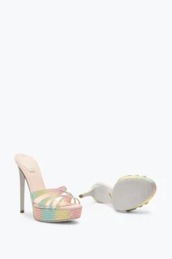 Mule|Platform^Rene Caovilla SANDALO SLIDER CON PLATEAU DANIA MULTICOLOR 130 Multicolore