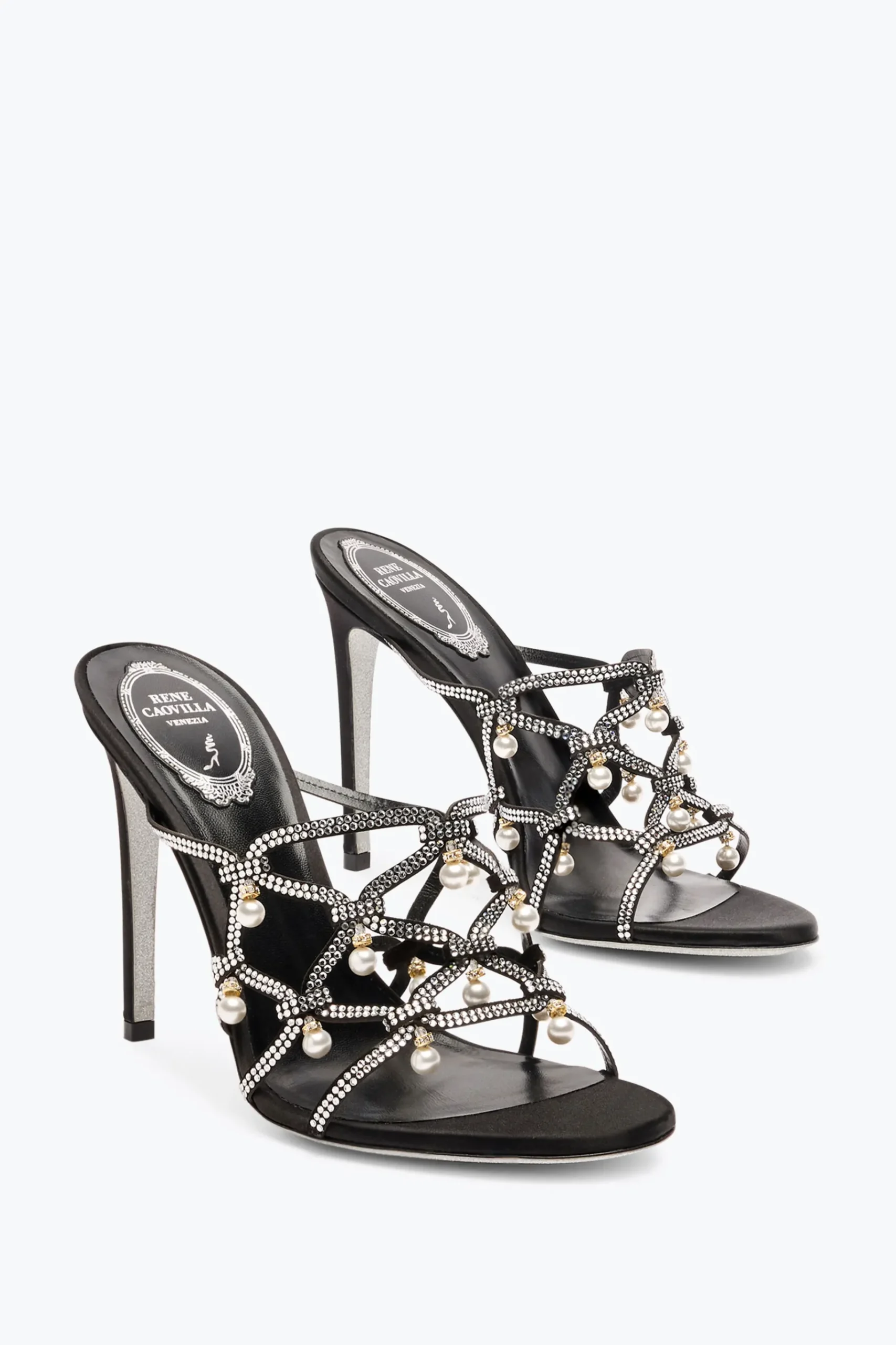 Mule^Rene Caovilla SANDALO SLIDER ESMERALDA 105 Nero