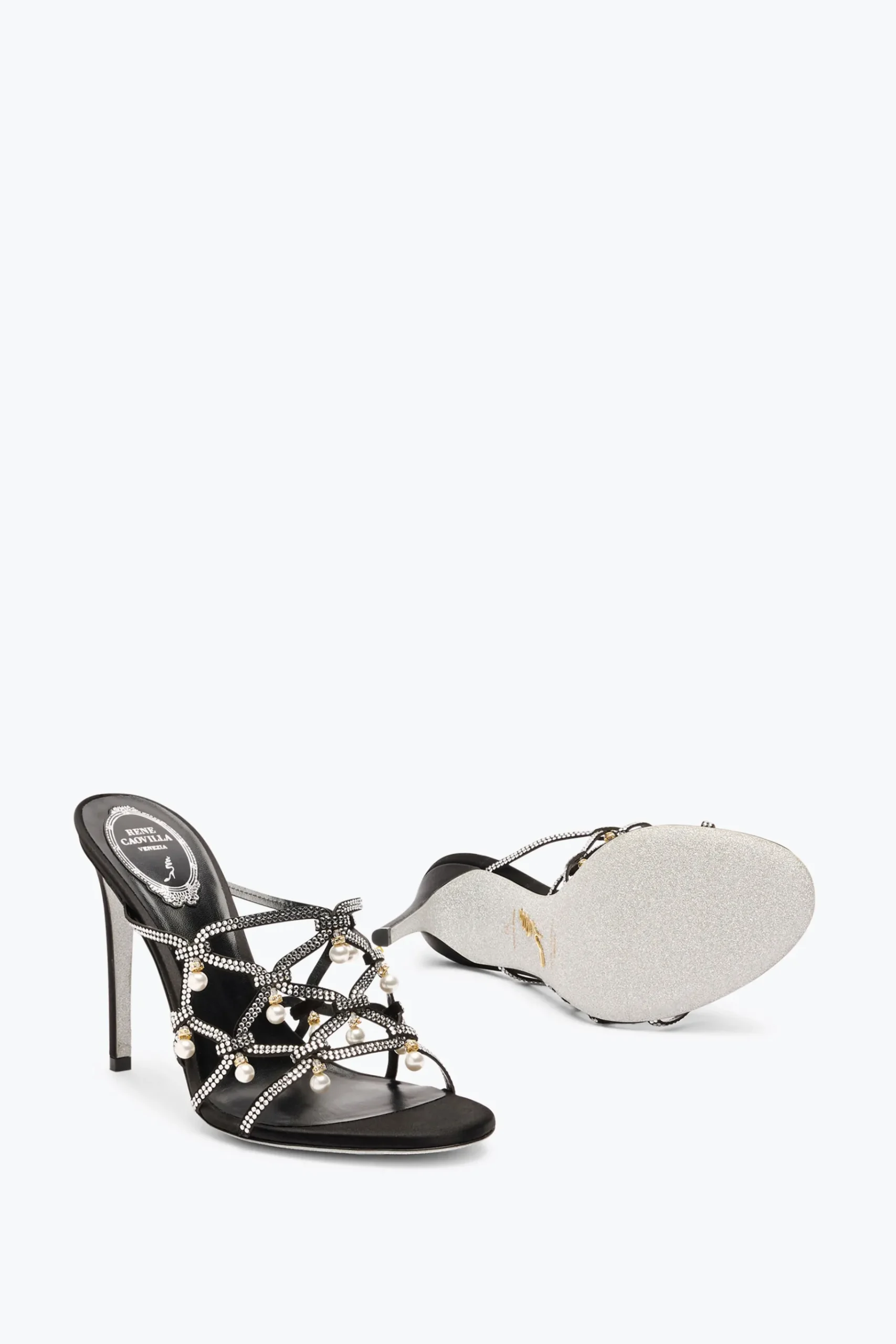Mule^Rene Caovilla SANDALO SLIDER ESMERALDA 105 Nero