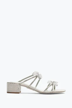 Mule^Rene Caovilla Sandalo Slider Floriane Con Fiori 40 Argento