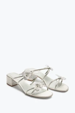 Mule^Rene Caovilla Sandalo Slider Floriane Con Fiori 40 Argento