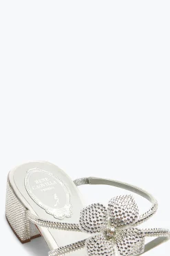 Mule^Rene Caovilla Sandalo Slider Floriane Con Fiori 40 Argento