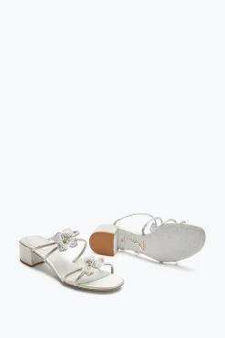 Mule^Rene Caovilla Sandalo Slider Floriane Con Fiori 40 Argento