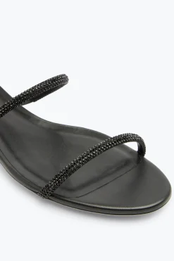 Flat^Rene Caovilla Sandalo Supercleo Con Cristalli 10 Nero