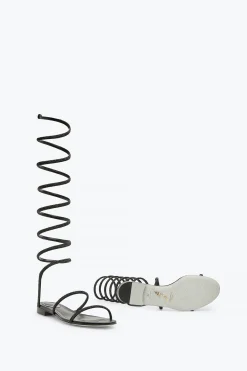 Flat^Rene Caovilla Sandalo Supercleo Con Cristalli 10 Nero