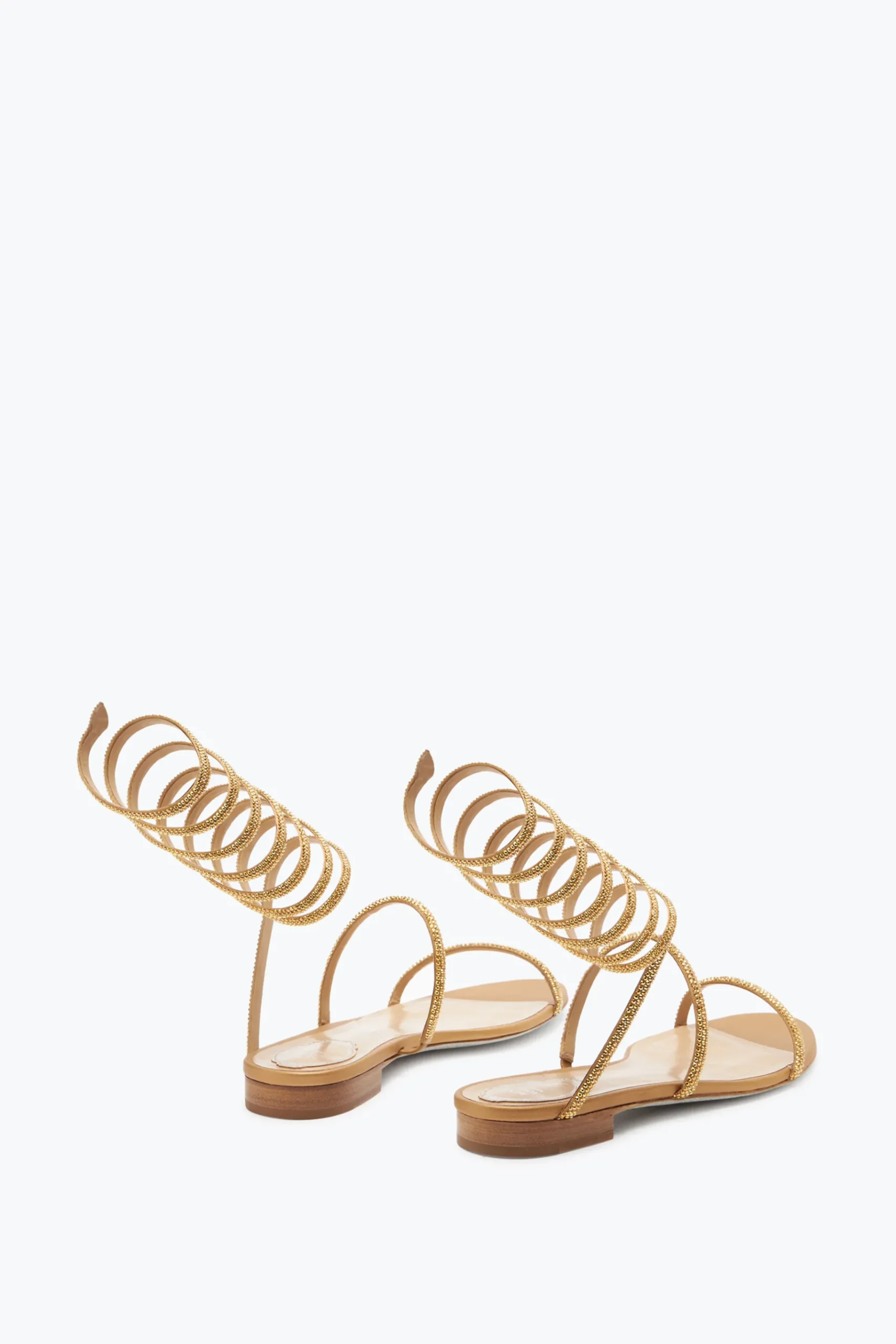 Flat^Rene Caovilla Sandalo Supercleo Con Cristalli 10 Oro