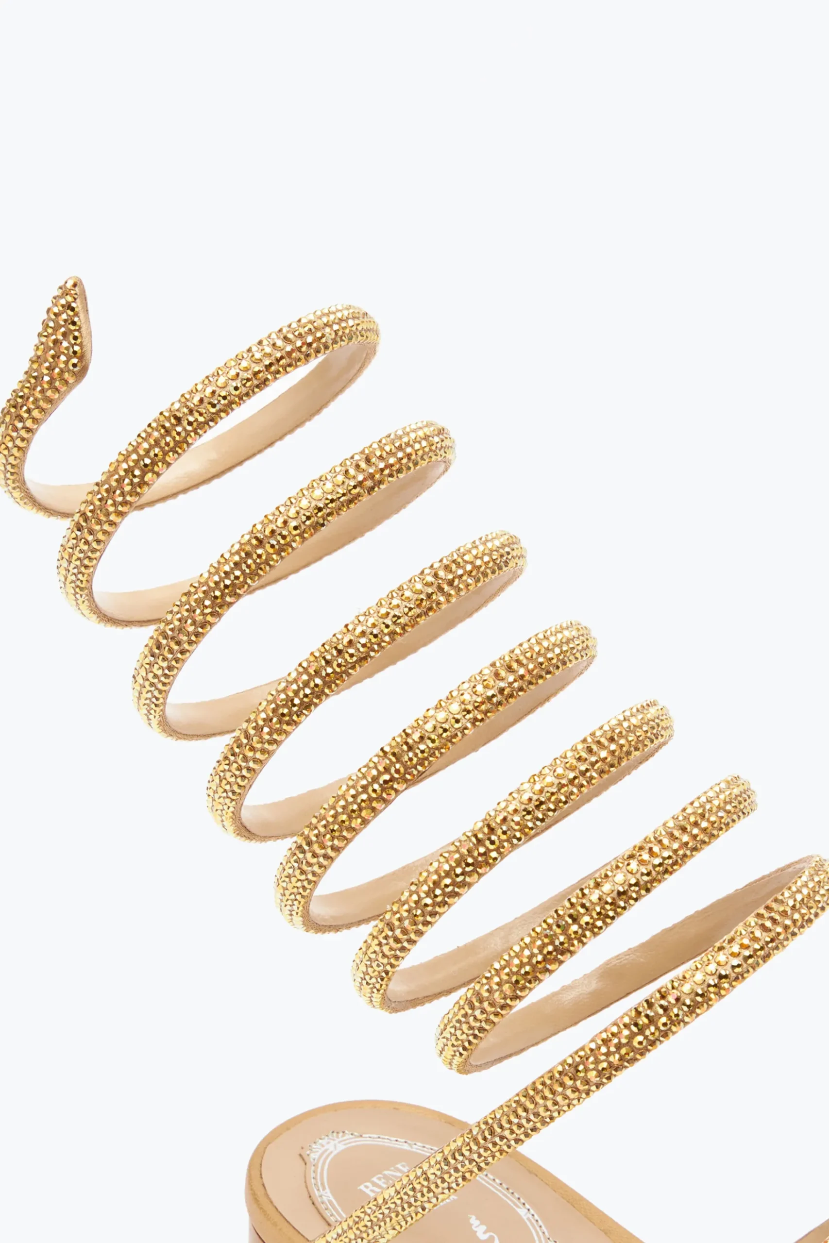 Flat^Rene Caovilla Sandalo Supercleo Con Cristalli 10 Oro