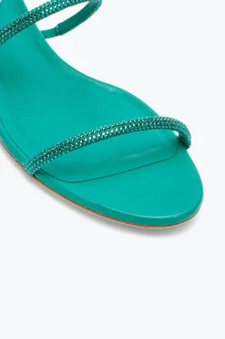 Flat^Rene Caovilla Sandalo Supercleo Smeraldo Con Cristalli 10 Verde
