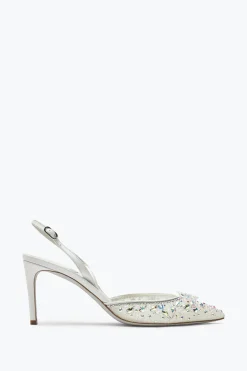 Slingback|Collezione Sposa^Rene Caovilla Slingback Bianche Cinderella 75 Bianco