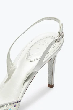 Slingback|Collezione Sposa^Rene Caovilla Slingback Bianche Cinderella 75 Bianco
