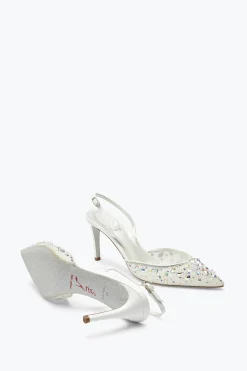 Slingback|Collezione Sposa^Rene Caovilla Slingback Bianche Cinderella 75 Bianco