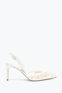 Collezione Sposa|Slingback^Rene Caovilla SLINGBACK BLOOM BIANCA 80 Bianco