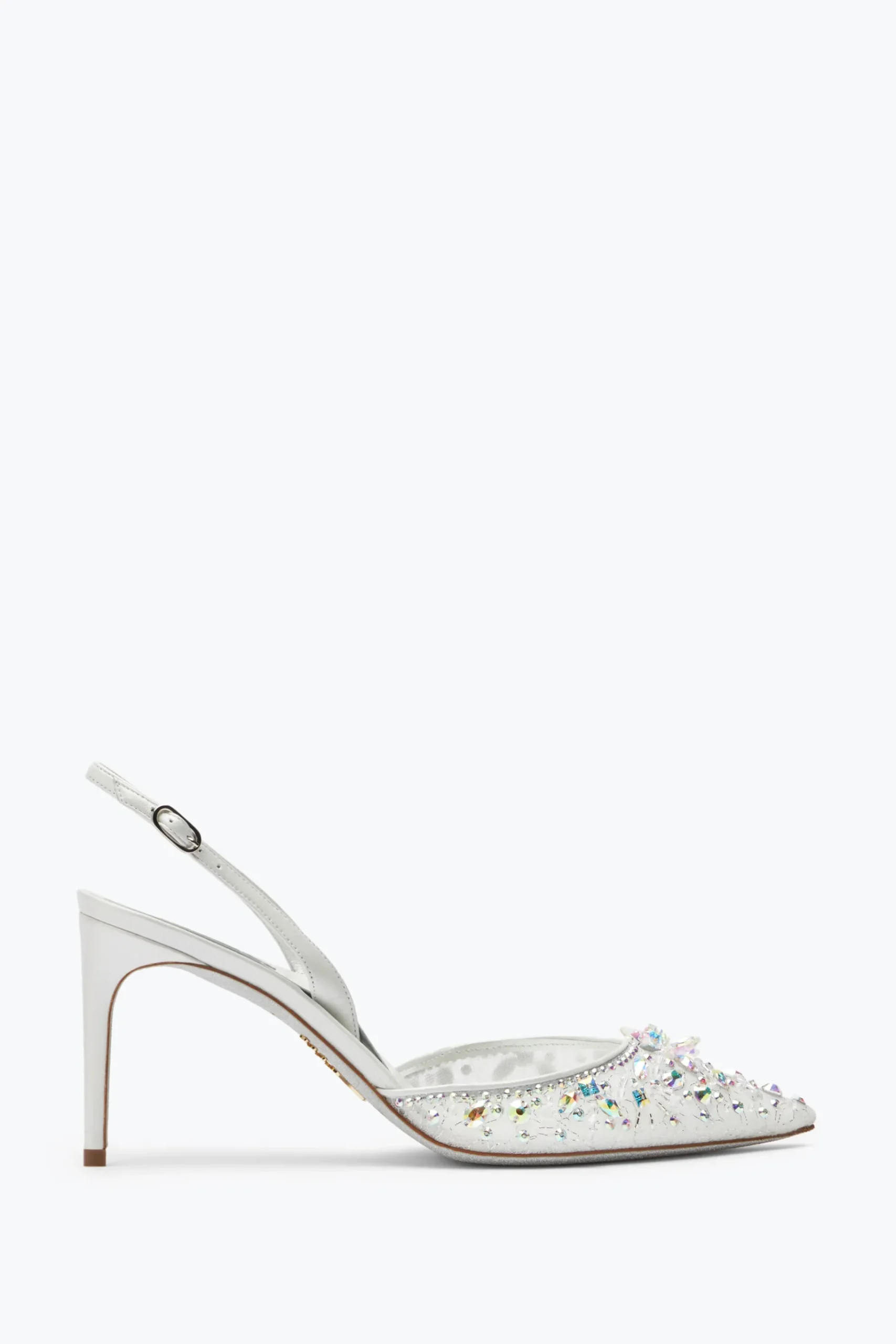 Collezione Sposa|Slingback^Rene Caovilla Slingback Cinderella Bianca Con Cristalli 80 Bianco