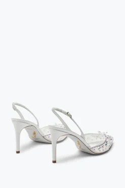 Collezione Sposa|Slingback^Rene Caovilla Slingback Cinderella Bianca Con Cristalli 80 Bianco