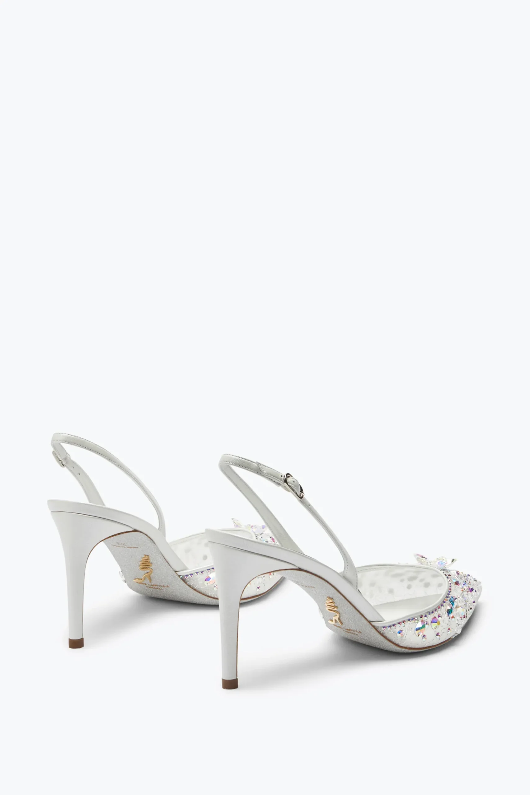 Collezione Sposa|Slingback^Rene Caovilla Slingback Cinderella Bianca Con Cristalli 80 Bianco