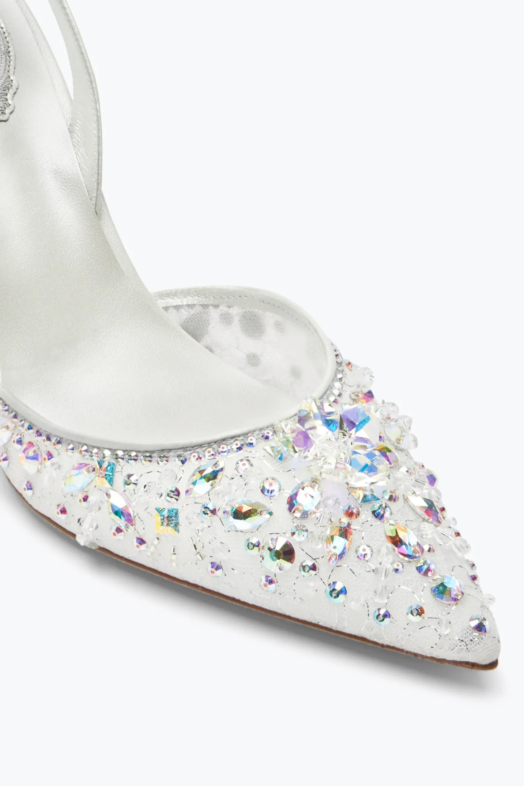 Collezione Sposa|Slingback^Rene Caovilla Slingback Cinderella Bianca Con Cristalli 80 Bianco