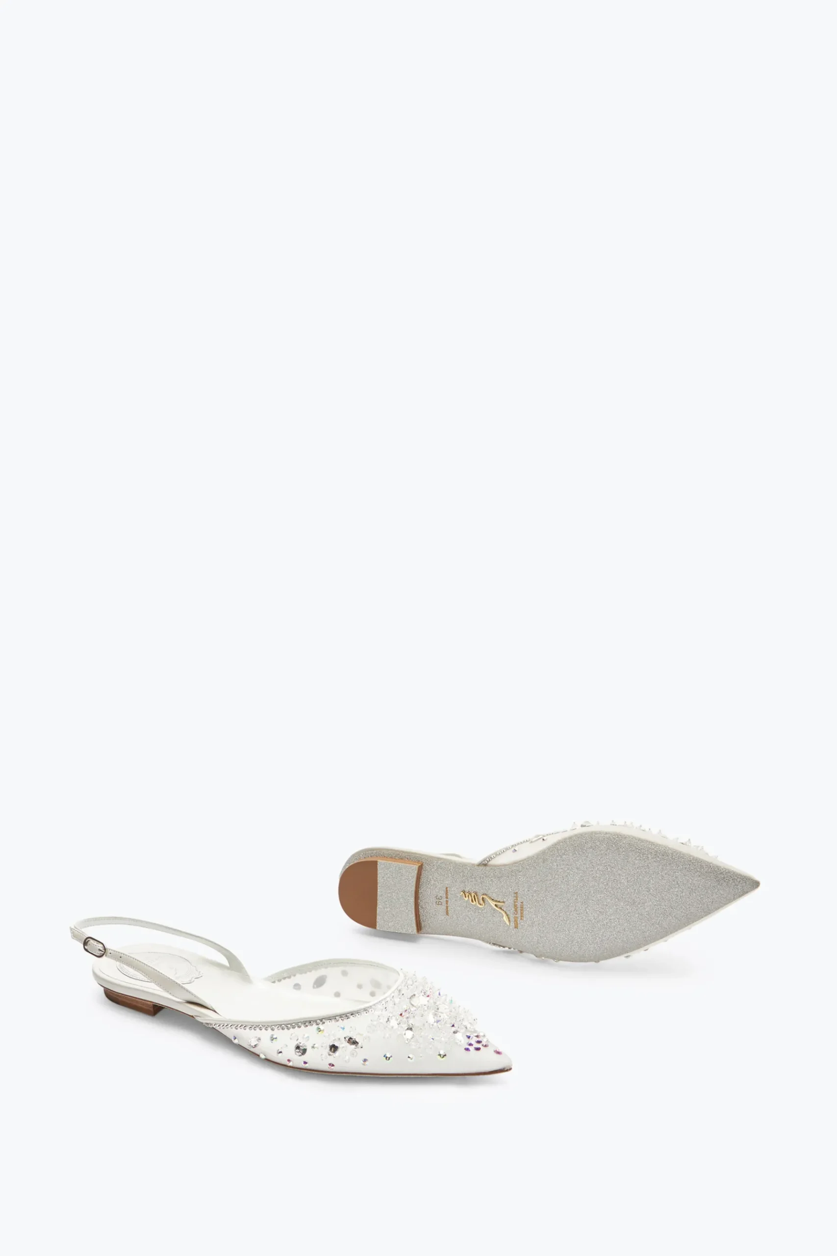 Collezione Sposa|Ballerine E Mocassini^Rene Caovilla Slingback Cinderella Bianca 10 Bianco