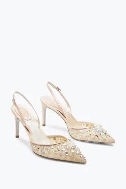 Per Le Invitate|Per Le Damigelle^Rene Caovilla Slingback Cinderella Con Cristalli 80 Miele