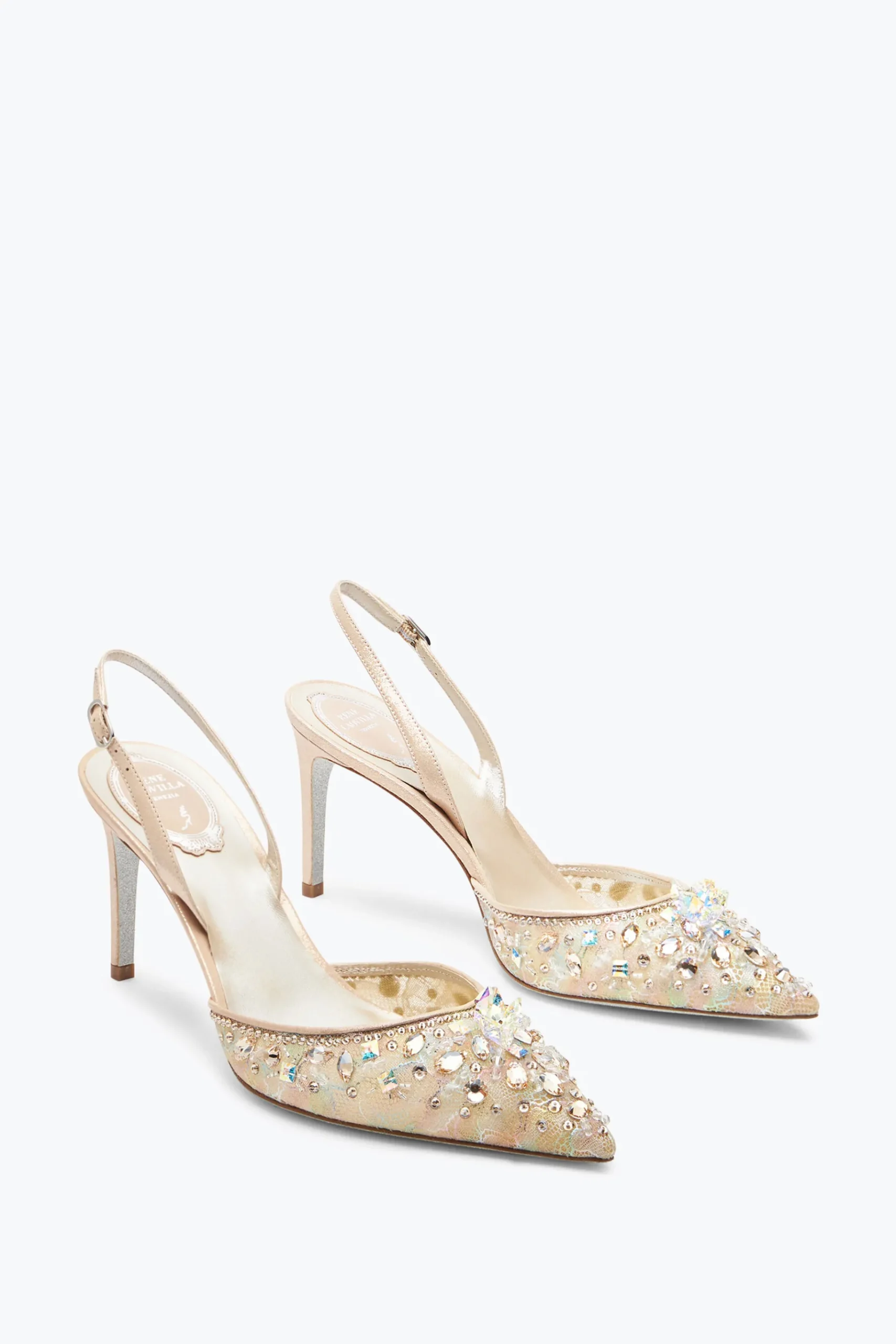 Per Le Invitate|Per Le Damigelle^Rene Caovilla Slingback Cinderella Con Cristalli 80 Miele