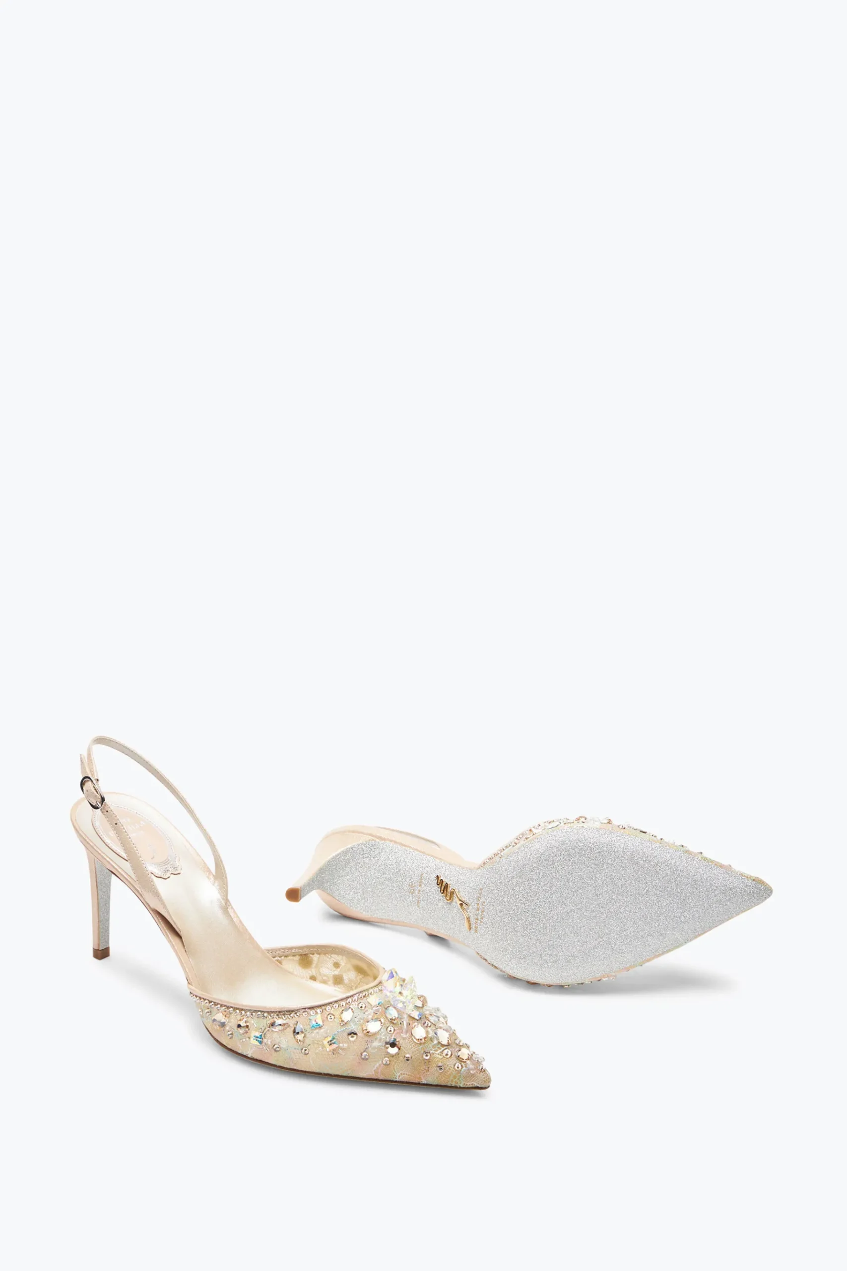 Per Le Invitate|Per Le Damigelle^Rene Caovilla Slingback Cinderella Con Cristalli 80 Miele