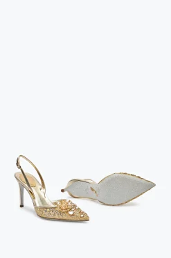 Slingback^Rene Caovilla Slingback Cinderella 80 Oro