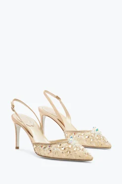 Slingback^Rene Caovilla Slingback Con Pietre Gioiello Cinderella 75 Beige