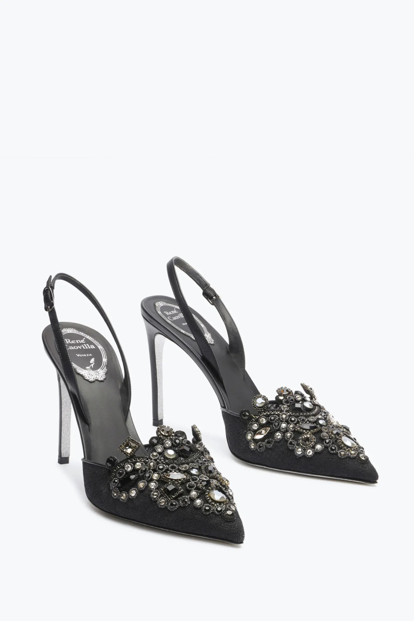 Icone|Slingback^Rene Caovilla Slingback Con Tacco Alto Veneziana Nero