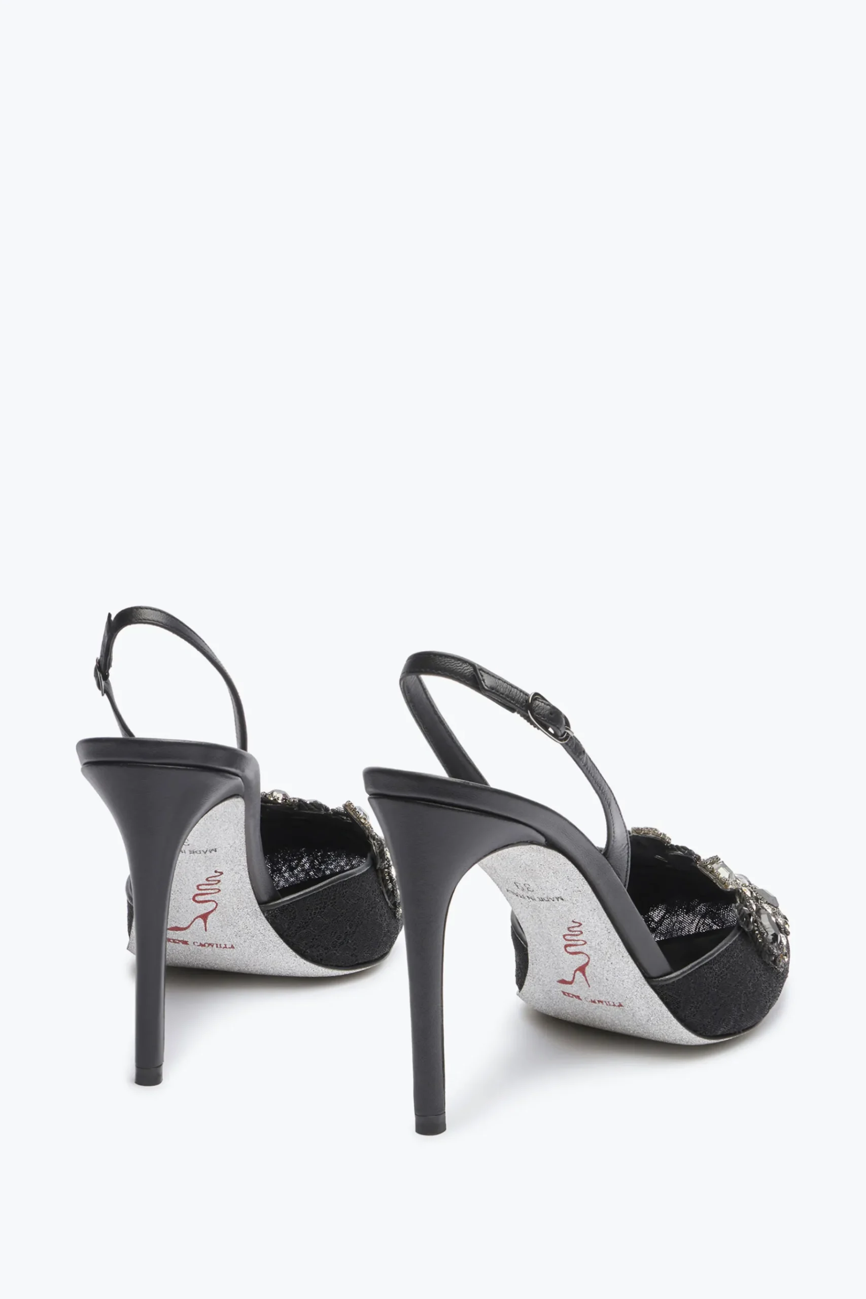 Icone|Slingback^Rene Caovilla Slingback Con Tacco Alto Veneziana Nero