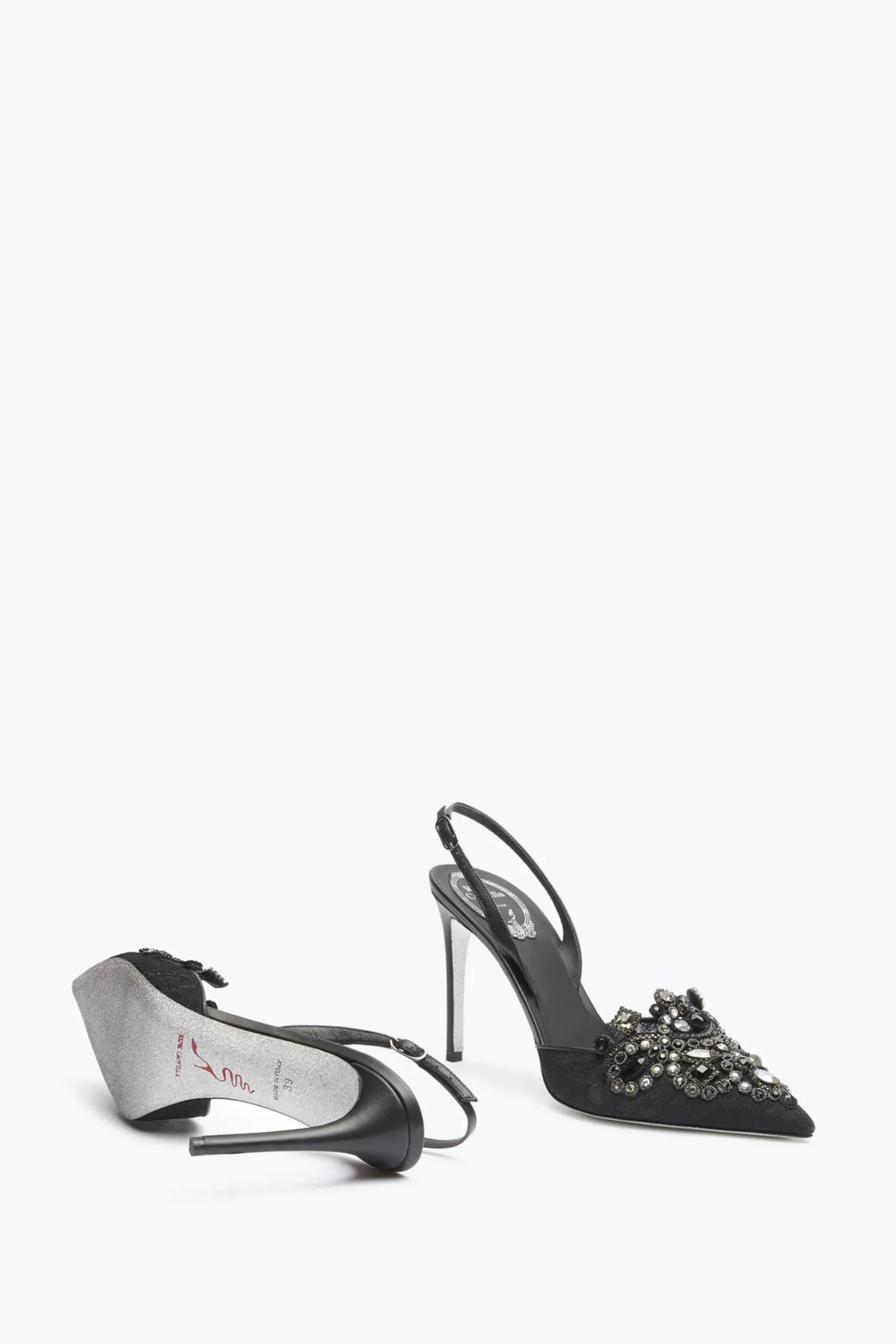 Icone|Slingback^Rene Caovilla Slingback Con Tacco Alto Veneziana Nero