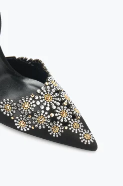 Slingback^Rene Caovilla Slingback Daisy In Suede Con Cristalli 105 Nero