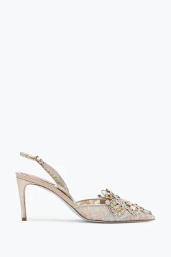 Icone|Slingback^Rene Caovilla Slingback Gioiello In Pizzo Veneziana 75 Grigio