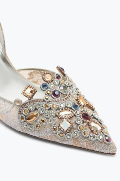 Icone|Slingback^Rene Caovilla Slingback Gioiello In Pizzo Veneziana 75 Grigio
