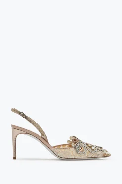 Icone|Slingback^Rene Caovilla Slingback In Pizzo Veneziana 75 Oro