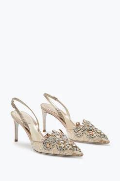 Icone|Slingback^Rene Caovilla Slingback In Pizzo Veneziana 75 Oro