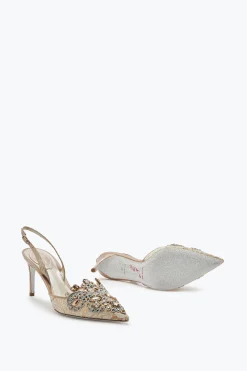 Icone|Slingback^Rene Caovilla Slingback In Pizzo Veneziana 75 Oro