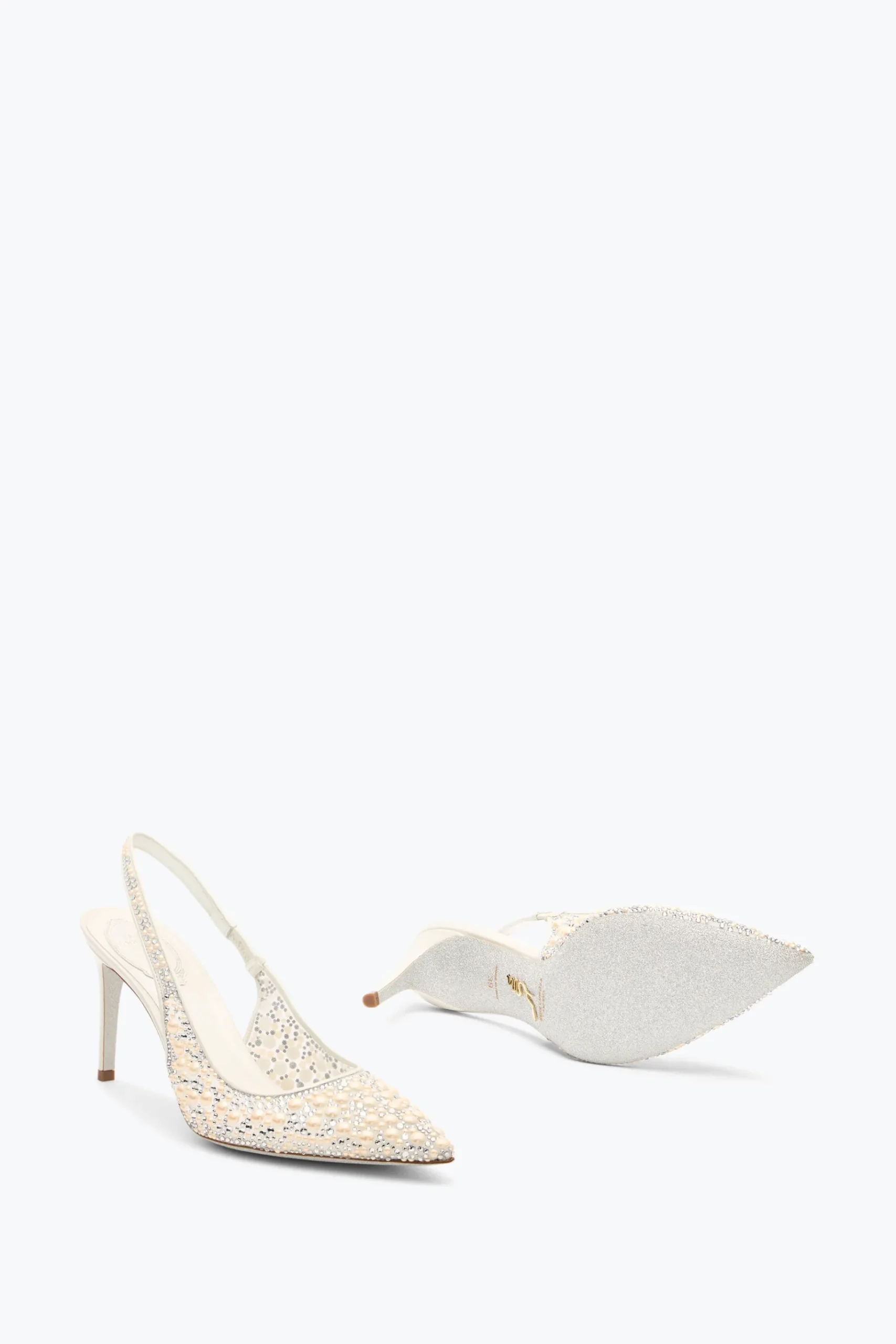 Collezione Sposa|Slingback^Rene Caovilla SLINGBACK PEARL BIANCA 80 Bianco