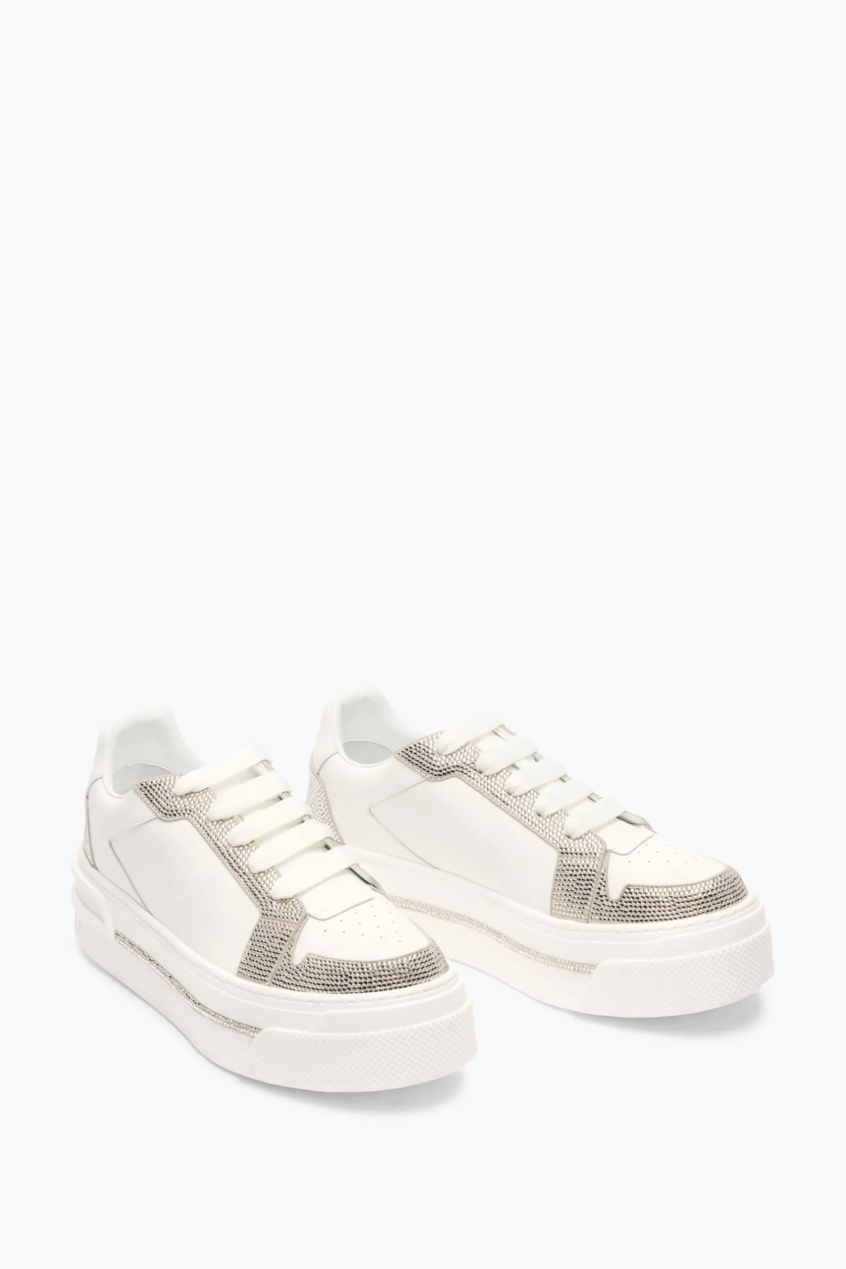 Sneaker^Rene Caovilla SNEAKER XTRA BIANCO- CON CRISTALLI 50 Argento