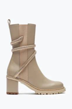 Stivali^Rene Caovilla Stivaletto Cleo Con Cristalli 60 Beige